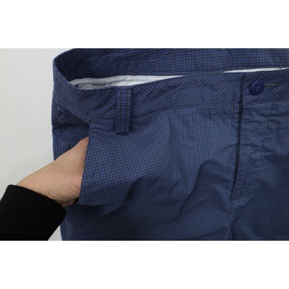 Puma Golf Mens Size 38 Flat Front Tech Golfing Chino Shorts Blue Plaid Check - Picture 6 of 13
